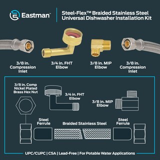 Foto 6 | Foto 6 | Kit De Instalación Para Lavavajillas Eastman De 6 Pies Con Acero Inoxidable - Venta Internacional.