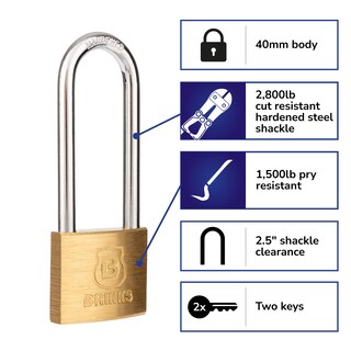 Foto 2 | Foto 2 | Candado Brinks De Latón Macizo De 40 Mm Con Llave Y Arco De 6 35 Cm - Venta Internacional.