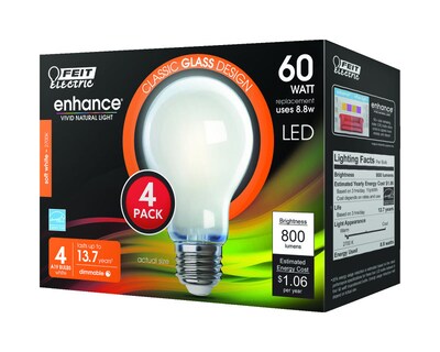 Foto 2 | Foto 2 | Bombilla Led Feit Enhance A19 E26 (mediana) Color Blanco Suave 8 8 W 800 Lm - Venta Internacional.