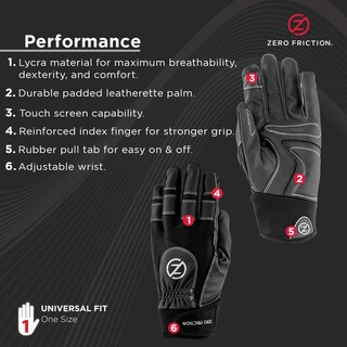 Foto 3 | Foto 3 | Guantes De Trabajo Zero Friction Universal Fit Con Pantalla Táctil Negra - Venta Internacional.