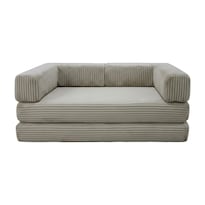 Sofá Cama Terni 2 Plazas Comprimido Beige Múltiples Configuraciones Ilios Innova. Memory Foam Tapiz Chenille Acanalado