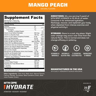 Foto 2 | Foto 2 | Mezcla De Electrolitos En Polvo Para Bebidas Mtn Ops Hydrate Mango Peach - Venta Internacional.