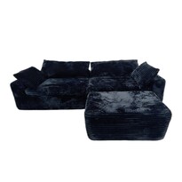 Sofá Modular Bolonia Negro De 3 Módulos Ilios Innova Estructura Comprimida Con Espuma Y Pana Premium Reconfigurable