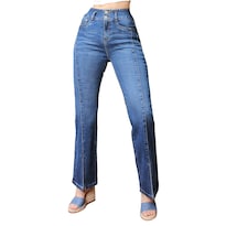 Jeans Campanita Cadera Alta Azul Deslavado