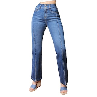 Foto 1 | Foto 1 | Jeans Campanita Cadera Alta Azul Deslavado