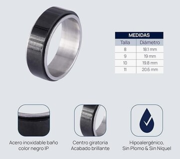 Foto 3 | Foto 3 | Anillo Xtellar Anti Ansiedad De Acero Inoxidable - Joyería Elegante Para Hombre El Regalo Perfecto Negro Y Plata