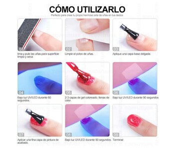 Foto 4 | Foto 4 | Kit Lampara Uña Uv Gel 54w 12 Esmaltes Mate Cepillo Manicure