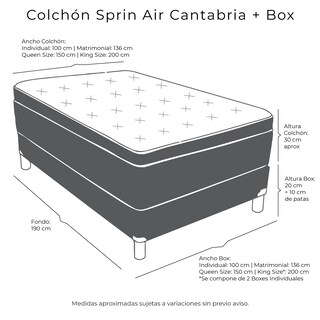 Foto 4 | Foto 4 | Colchón Spring Air Cantabria Queen Size + Box Dicasa + Almohada Royal + Protector De Colchón Lux