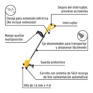 Foto 2 | Foto 2 | Desbrozadora Eléctrica 300 W Mango ''d'' 9'' Corte Pretul Des-300p3