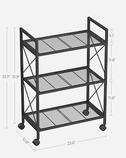 Foto 7 | Foto 7 | Estante De Almacenamiento Songmics De Metal De 3 Niveles Con Ruedas De 60 Cm De Ancho Negro - Venta Internacional.
