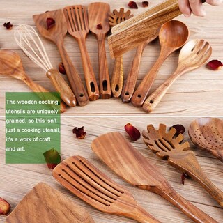 Foto 4 | Foto 4 | Set De Utensilios De Cocina Con Espátula Y Cucharón De Madera De Teca Natural (10) - Venta Internacional.