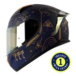 Casco Shaft Sh582sp Azul Mate Fortune Mica Dorada Cerrado Azul