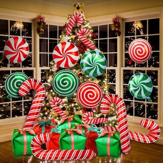 Foto 4 | Foto 4 | 30 Globos De Aluminio Lab.g Navideños Grandes Caramelos Con Cintas Globos Multicolor