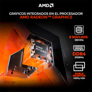 Foto 6 | Foto 6 | Computadora Escritorio Completa Xtreme Pc Gaming Radeon Vega 8 Ryzen 3 16gb Ssd 500gb Monitor 23.8 Wifi Black Estudio Y Hogar