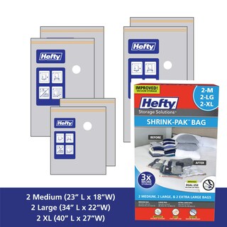 Foto 2 | Foto 2 | Bolsa De Almacenamiento Hefty Shrink-pak Vacuum Seal Juego De 6 Piezas - Venta Internacional.