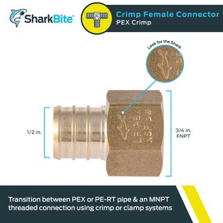 Foto 2 | Foto 2 | Conector De Fontanería De Latón Crimp Connector Sharkbite De 3/4 X 1/2 - Venta Internacional.