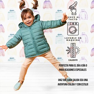 Foto 5 | Foto 5 | Chamarra Para Niña Mina Turquesa Abrigadora Con Capucha Térmica Invernal