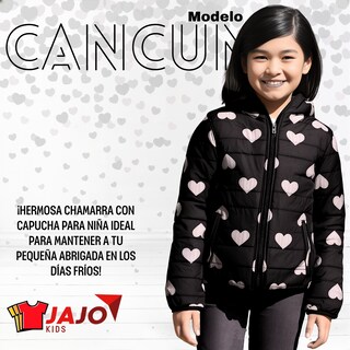 Foto 2 | Foto 2 | Chamarra Para Niña Cancun Negro Abrigadora Con Capucha Térmica Invernal