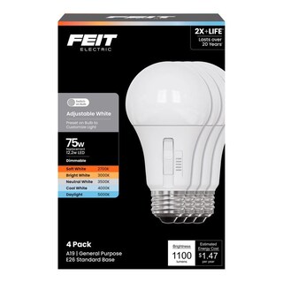 Foto 1 | Foto 1 | Bombillas Led Feit Electric A19 De 12 2 W 75 W De Repuesto Regulables Paquete De 4 - Venta Internacional.