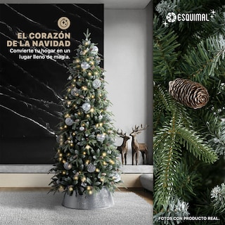 Foto 3 | Foto 3 | Árbol De Navidad Esquimal Pino Tipo Lápiz 1.50m Verde Nevado Con Piñas