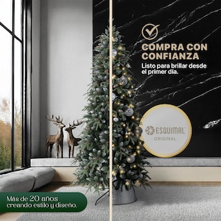 Foto 6 | Foto 6 | Árbol De Navidad Esquimal Pino Tipo Lápiz 1.50m Verde Nevado Con Piñas