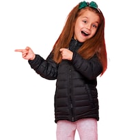 Chamarra Para Niña Mina Negro Abrigadora Con Capucha Térmica Invernal