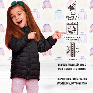 Foto 5 | Foto 5 | Chamarra Para Niña Mina Negro Abrigadora Con Capucha Térmica Invernal