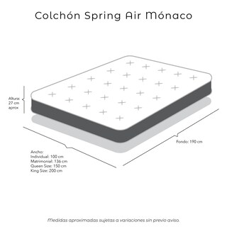 Foto 5 | Foto 5 | Colchón Spring Air Mónaco King Size + Almohada Osos + Protector Ultra + Sábanas Basic