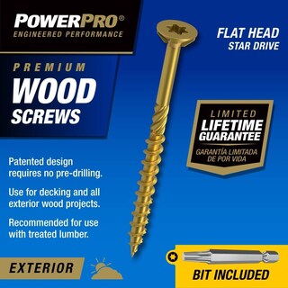 Foto 2 | Foto 3 | Tornillos Para Madera Power Pro 967784 #10 X 5 Bronce Con Revestimiento Epóxico 750 Unidades - Venta Internacional.