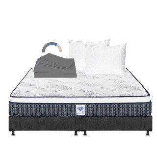 Foto 1 | Foto 1 | Colchón Spring Air Cardona King Size + Box Dicasa Gris Carbón + Almohada Oso 2 + Sábanas Basic