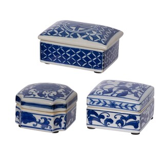 Foto 1 | Foto 1 | Set De 3 Cajas Decorativas Benzara Diseño Floral De Porcelana - Venta Internacional.