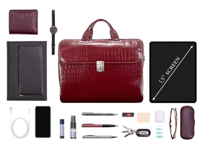 Foto 7 | Foto 7 | Maletín Mcklein Monterosso De Piel De Cocodrilo Rojo De 13 Pulgadas Para Tablet - Venta Internacional.