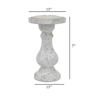Foto 5 | Foto 5 | Portavelas Benzara Kris De Cerámica Blanca Gris 18 Cm - Venta Internacional.