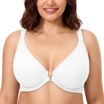Sujetador Calvena Racerback Cierre Frontal Cobertura Total 42dd Blanco - Venta Internacional.