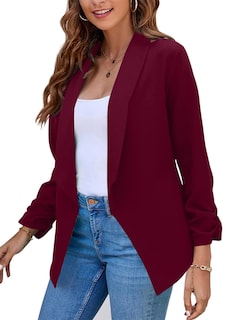 Foto 2 | Foto 2 | Blazer Bofeta Para Mujer Manga Larga Fruncida Color Rojo Vino 3xl - Venta Internacional.