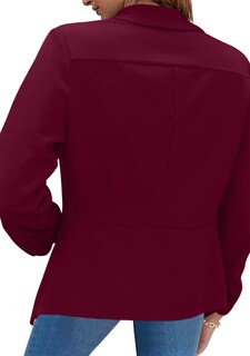 Foto 3 | Foto 3 | Blazer Bofeta Para Mujer Manga Larga Fruncida Color Rojo Vino 3xl - Venta Internacional.