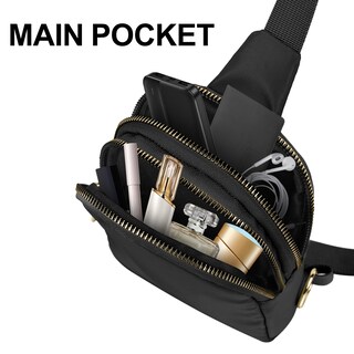 Foto 4 | Foto 4 | Bolso Bandolera Frenou Con 2 Cremalleras Impermeable Negro - Venta Internacional.