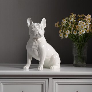 Foto 1 | Foto 1 | Figura Hi-line Gift Ltd. Bulldog Francés 25 Cm Color Blanco - Venta Internacional.