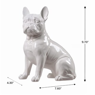 Foto 7 | Foto 7 | Figura Hi-line Gift Ltd. Bulldog Francés 25 Cm Color Blanco - Venta Internacional.