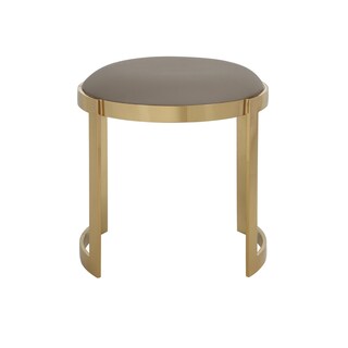 Foto 2 | Foto 2 | Taburete Otomano Benzara Niyo 48 Cm Redondo Piel Sintética Color Beige - Venta Internacional.