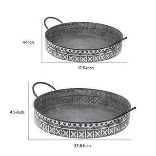 Foto 5 | Foto 5 | Juego De Bandejas Redondas De Hierro Galvanizado Benzara De 46 Y 51 Cm - Venta Internacional.