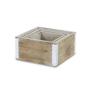 Foto 4 | Foto 4 | Maceta Cheung's Samil Juego De 3 Cajas Cuadradas De Madera De 22 X 22 X 11 Cm - Venta Internacional.