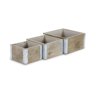 Foto 7 | Foto 7 | Maceta Cheung's Samil Juego De 3 Cajas Cuadradas De Madera De 22 X 22 X 11 Cm - Venta Internacional.
