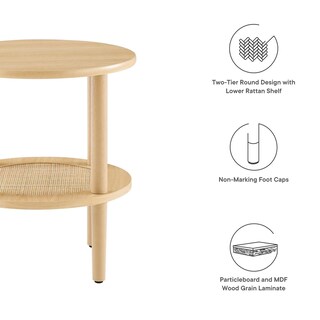 Foto 4 | Foto 4 | Mesa Auxiliar Redonda Table Modway Torus De Madera De Roble Con Ratán - Venta Internacional.
