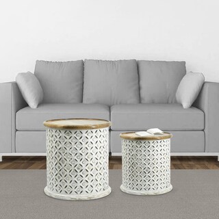 Foto 6 | Foto 6 | Accent Tables Benzara Juego Redondo De Madera De Mango De 16 Pulgadas - Venta Internacional.