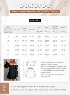 Foto 5 | Foto 5 | Vestido Dokotoo Primavera-verano Con Hombros Descubiertos Cuello En V Volantes Negro - Venta Internacional.