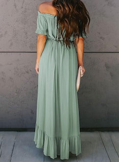 Foto 2 | Foto 2 | Vestido Largo Happy Sailed Con Hombros Descubiertos Rojo 2025 - Venta Internacional.