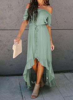 Foto 5 | Foto 5 | Vestido Largo Happy Sailed Con Hombros Descubiertos Rojo 2025 - Venta Internacional.