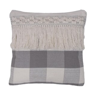Foto 1 | Foto 1 | Almohada Vickerman De Algodón Gris Con Flecos 46 X 46 Cm - Venta Internacional.