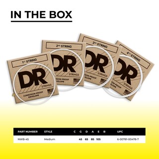 Foto 5 | Foto 5 | Cuerdas Para Bajo Eléctrico Dr Strings Hi-def Neon-white 45-105 - Venta Internacional.